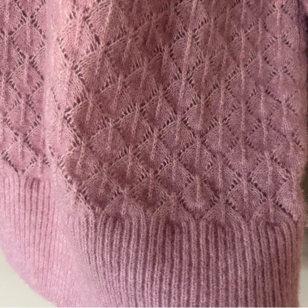 Old Navy Open Knit Wool Blend Sweater Pink XL Feminine Cottagecore Girly Office - Picture 3 of 8